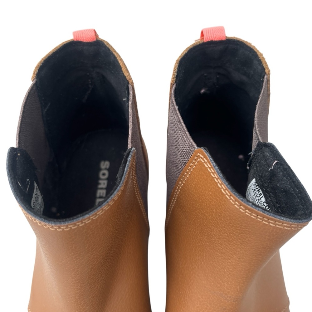 Sorel Joan Of Arctic Boots Girls 5 Brown Wedge Chelsea Glitter Shimmer Pull On - Picture 4 of 12